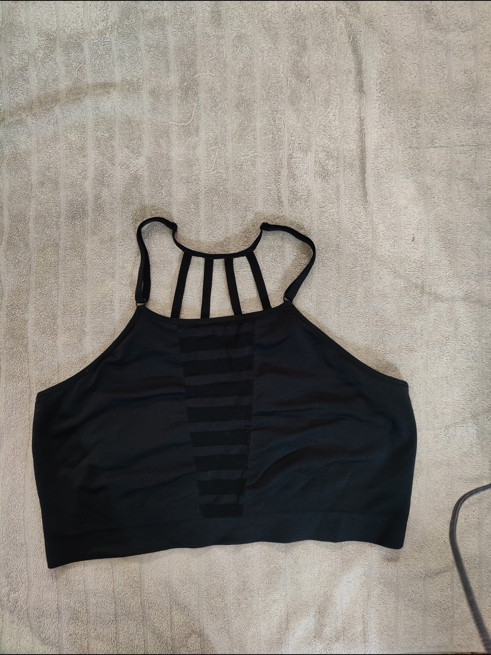 Cacique Black Strappy Crop Tank Bralette Size 26 / 28 / 4X